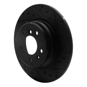 BMW 850CI Brake Rotor (1) - Rear Right - R1 Concepts - Drilled & Slotted - Black - `91-`01